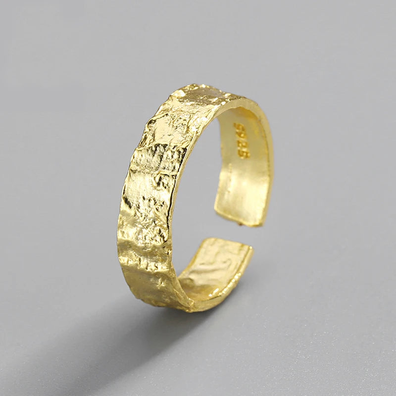 Anillo Ajustable "Magma"™: Textura Orgánica en Plata 925