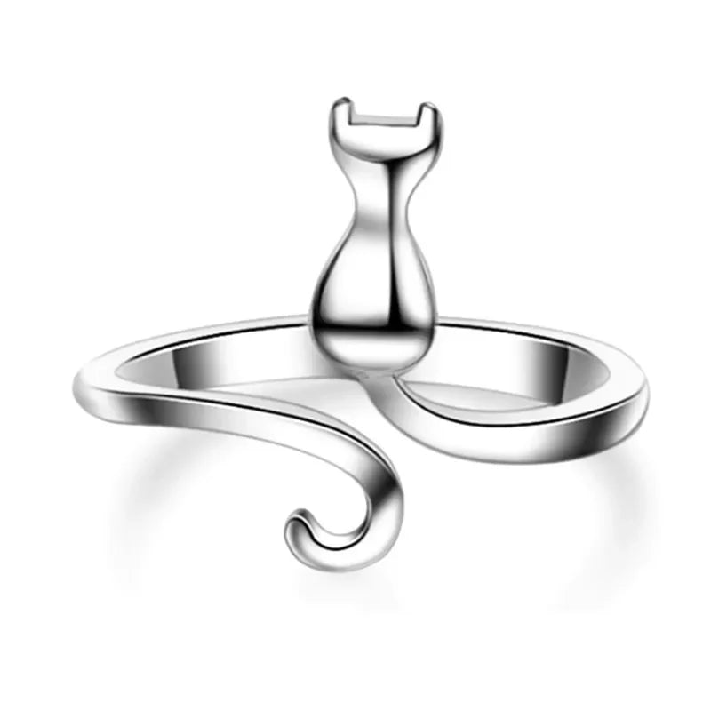 Anillo "Silueta Felina"™ en Plata 925: Elegancia y Minimalismo